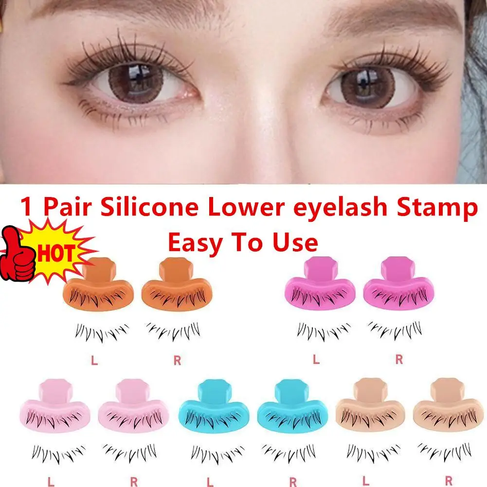 

Silicone Lower Eyelash Stamp Stencil with Handle Eye Makeup Tools DIY Lower Lashes Extensions for Make Up Beginner False Eyelash