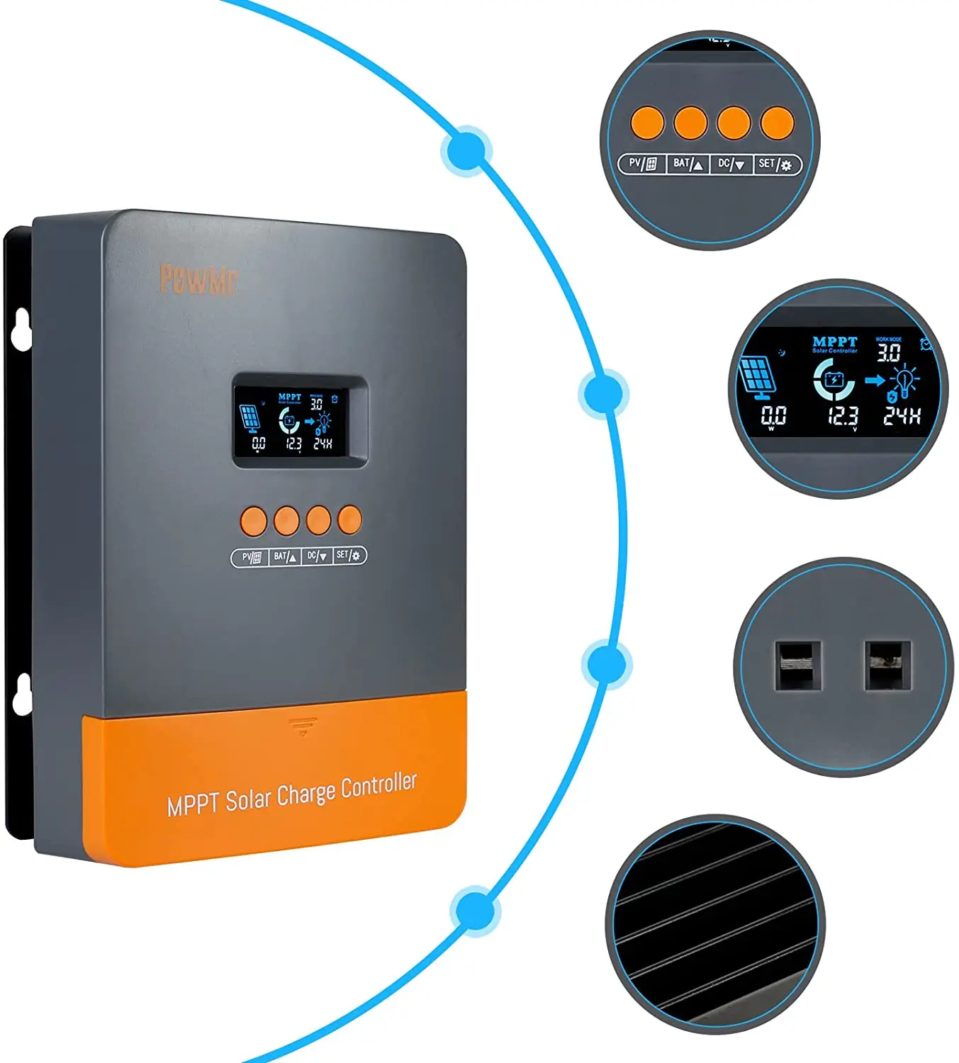 Powmr Mppt 60a Solar Charger Controller 12v 24v 36v 48v Withblacklight Lcd Regulator Max Pv Input 160vdc Support Lithium Battery Solar Controllers Aliexpress