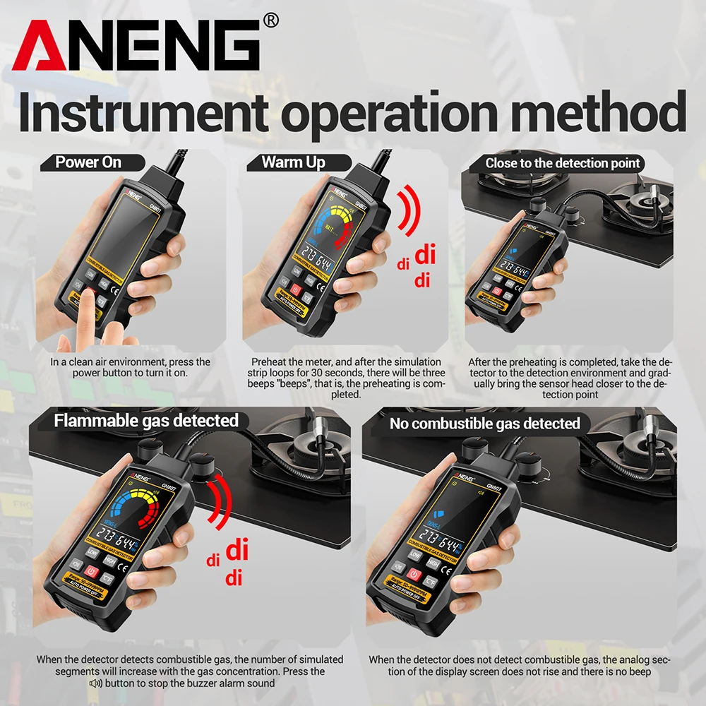 Combustible Gas Detector Gas Leakage Tester 50~10000PPM Car Air Conditioner AC Freon Halogen Household Natural Leak Detector
