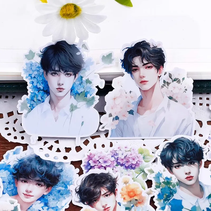 

18pcs cute Decorate with Style Stickers for Stationery and DIY Crafts featuring Lovely Boys and Flower Patterns Waterproof