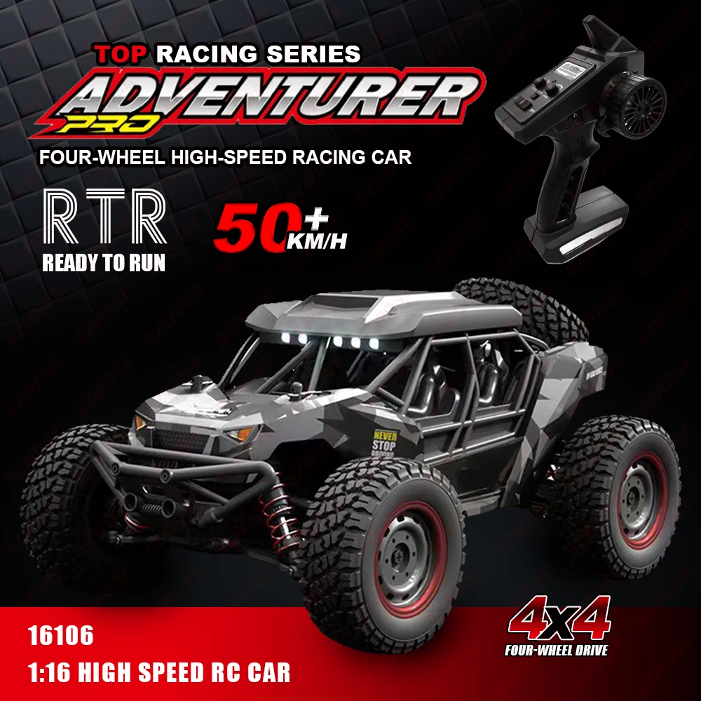 Scy 161016 1:16 4Wd 50 Km/H Auto Telecomandata Antispruzzo Ad Alta Velocità Con Led 2.4G Rc Auto Fuoristrada 4X4 Monster Truck Ragazzi Giocattoli