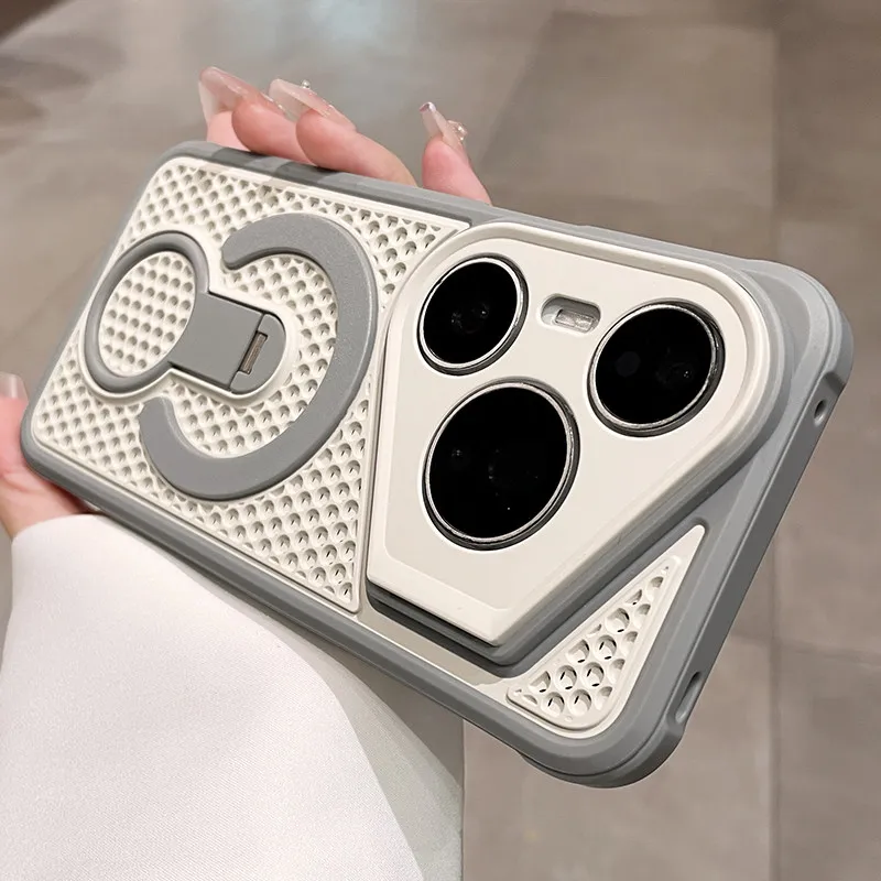 Magnetic 360° Ring Case with Honeycomb Heat Dissipation and PC Skin Feel Cover