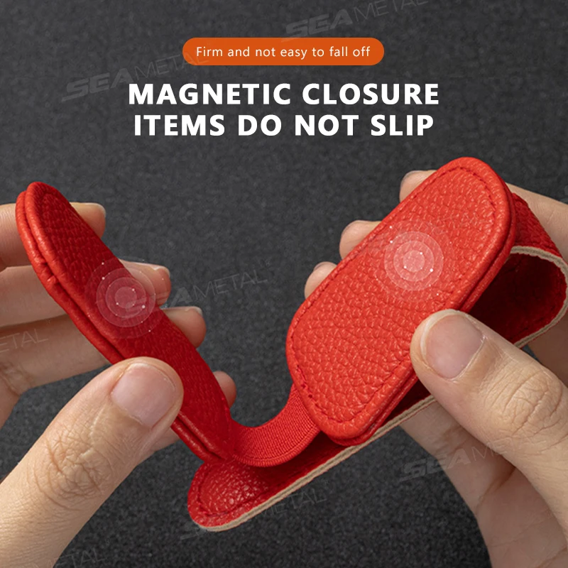Magnetic Car Glasses Clip PU Leather Sunglasses Holder