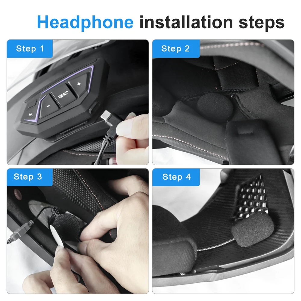 EJEAS-intercomunicador de malla para casco de motocicleta, intercomunicador de larga distancia con Bluetooth, interfono de Motor, auriculares, 8 Rider