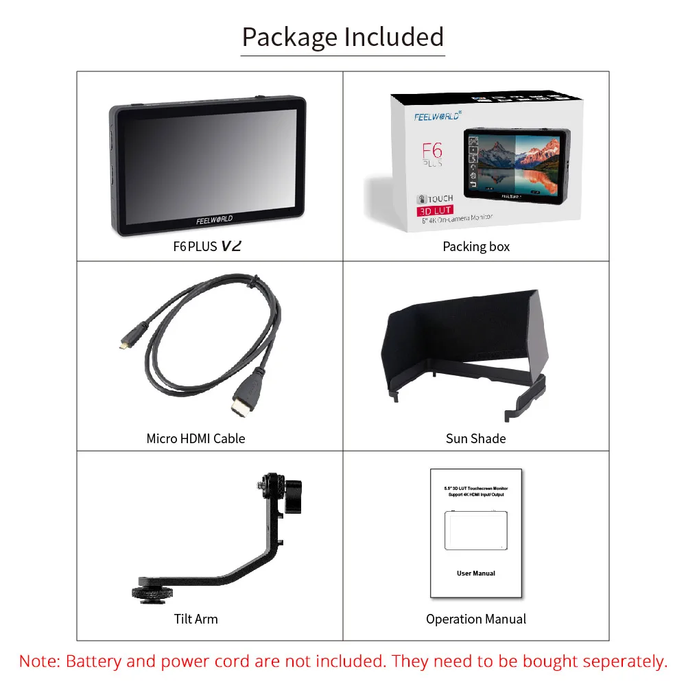 Feelworld F6 PLUS V2 6 Inch 4K HDMI Camera Field Monitor 3D Lut 