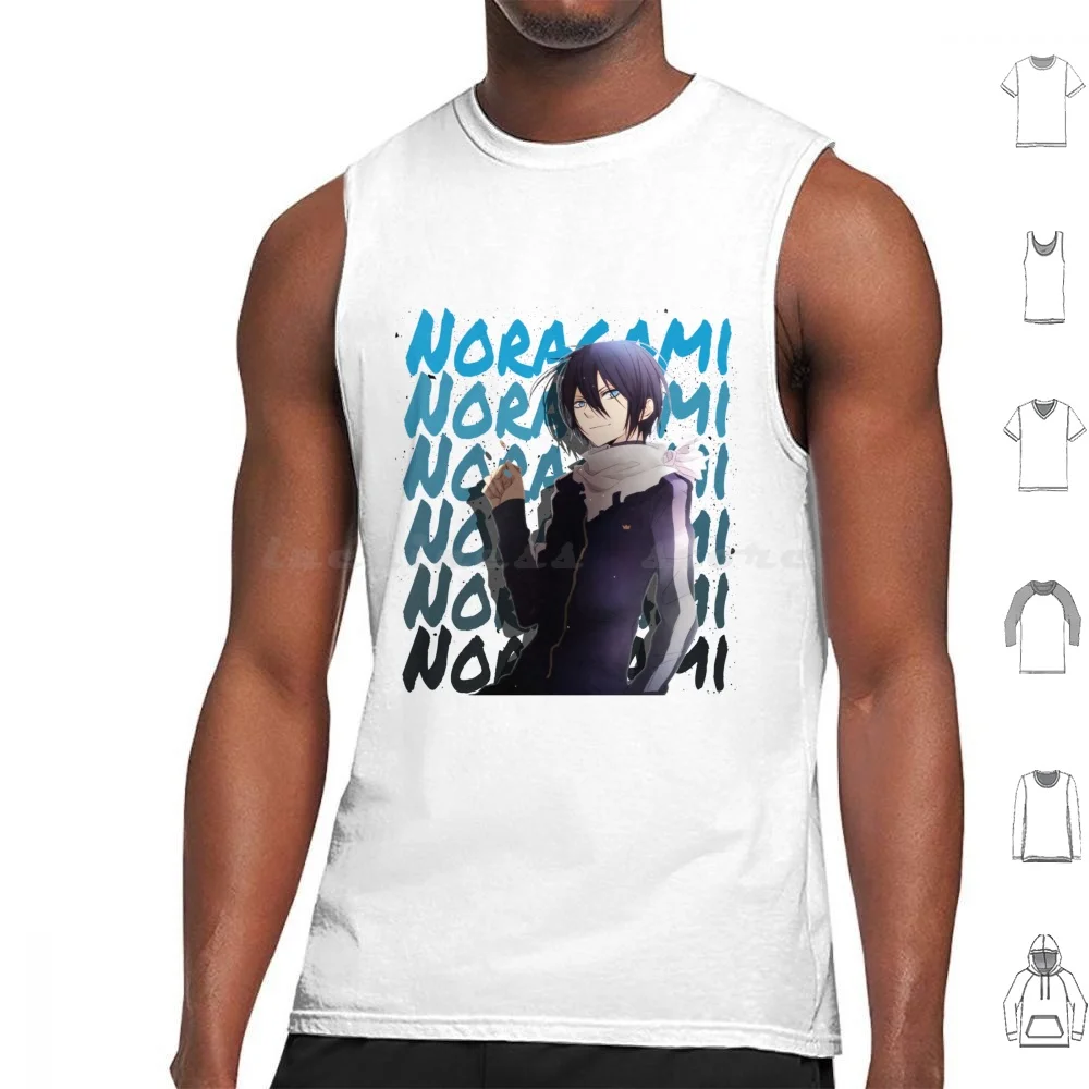 

Yato-Noragami Tank Tops Print Cotton Anime Anime Character Yato Noragami Blue Gradient Background Cool Cartoon