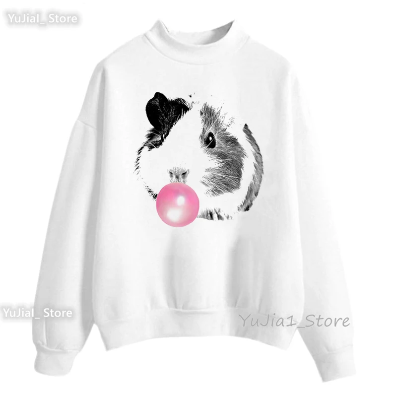 Rabbit Blowing Bubbles Print Sweatshirt Girls Harajuku Kawaii Bunny Hoodies Women Long-Sleeved Jumper Femme Streetwear