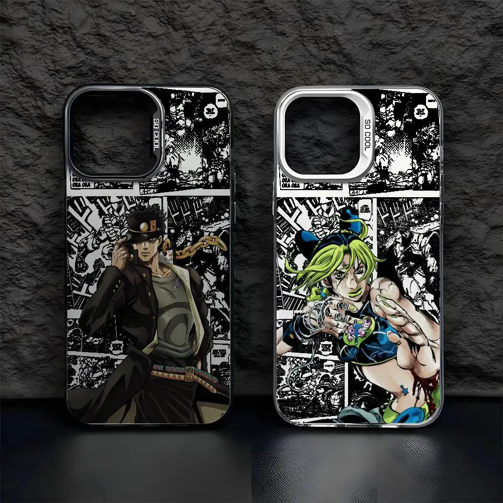 JoJo's Bizarre Adventure Inspired Multicolor Matte Laser Phone Case with Metallic Aurora Finish
