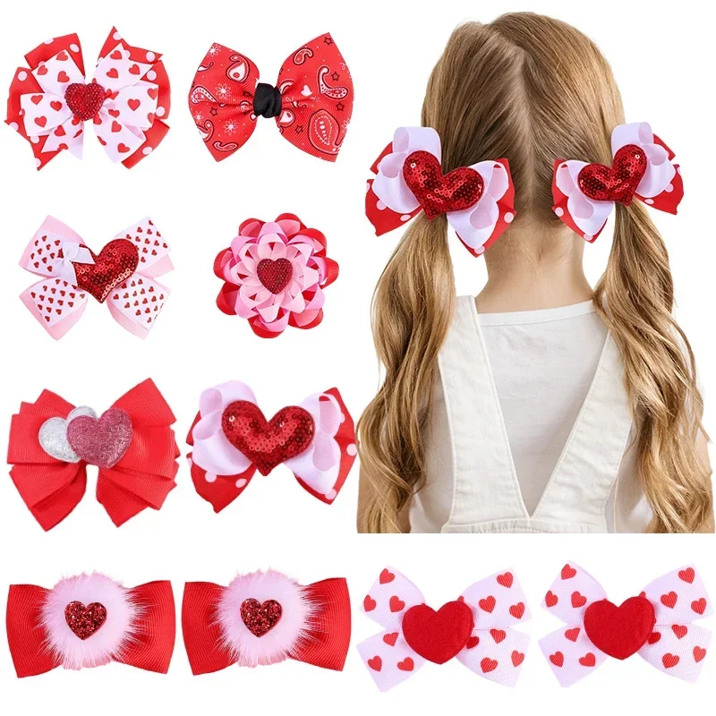 

ncmama 2/3Pcs 2024 Valentine's Day Love Heart Hairpin For Women Girls Cute Glitter Sequins Hair Clips Barrettes Hair Accessories