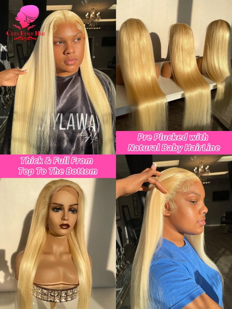 Human Hair Wig Lace Front Wig 613 Blonde Color 5x5 13x4 Transparent Lace Closure Wig Human Hair Brazilian Bleached Knot Preplucked for Women