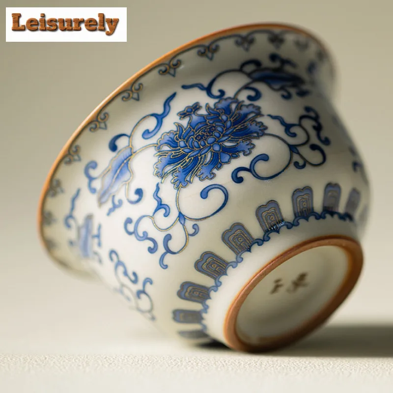 Antique Ru Kiln Handheld Teacup Traditional Tea Bowl Water Jug Tea-tasting Meditation Cup Jianzhan Master Cups Gift Box Set Gift