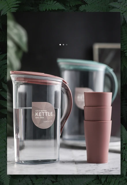 Brocca Per Acqua Da 1,8 Litri - In Plastica BPA Free, Con Coperchio, Per T&egrave;, Succhi E Bevande Fredde