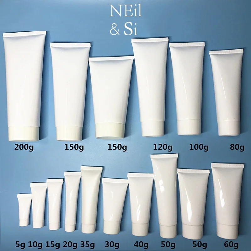 5-200ml White Plastic Soft Bottle Cosmetics Hand Facial Cream Empty Squeeze Tube Shampoo Lotion Refillable Bottles