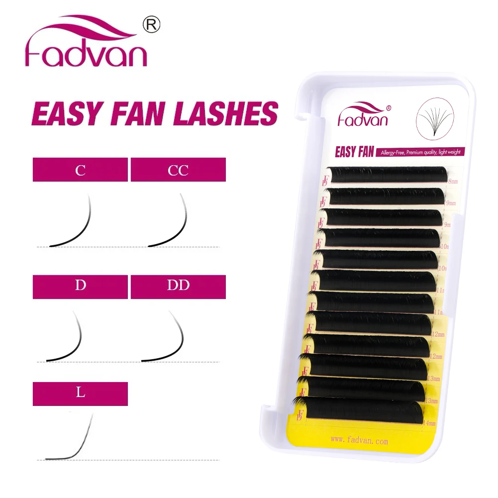 Fadvan Easy Fan Lashes Extension DIY Russia Volume Faux Mink 1 Second Blooming Eyelash Extensions Dense Auto Fan Makeup Lashes