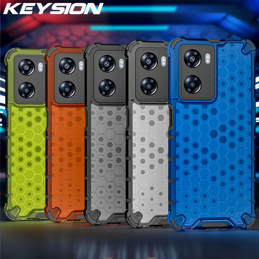 KEYSION Stoßfestes Panzergehäuse für OPPO A77 5G Silikon + PC Transparente Waben-Telefonrückseite für Realme Narzo 50 5G_voghion.com