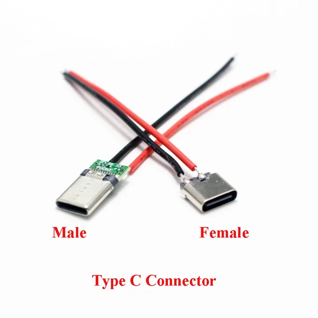 2/5 шт. Micro USB Type-C 2-контактный горизонтальный/вертикальный 2P простой паяный штекерный разъем USB-C для быстрой зарядки 3