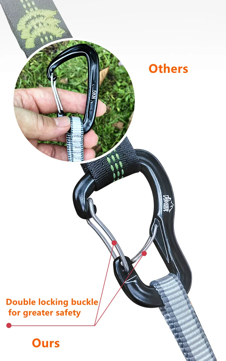 Outdoor hammock double locking buckle, multifunctional aluminum alloy hanging buckle, camping hammock quick hanging buckle