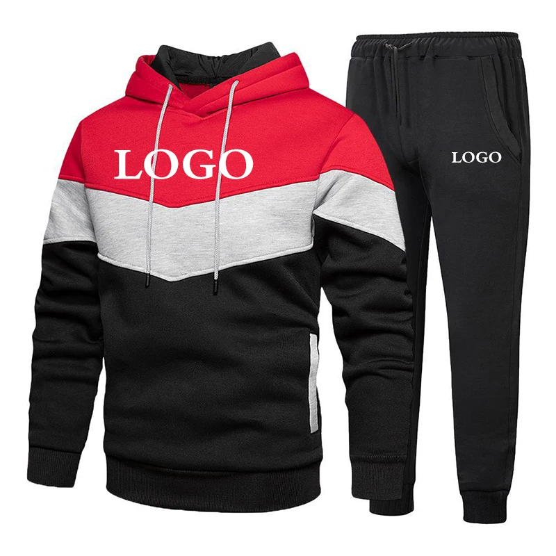 Men Hoodies Custom Logo Set Streetwear Fashion Pullover Autumn Winter Warm Long Sleeve Outwear Sweatshirts Casual Sport Set