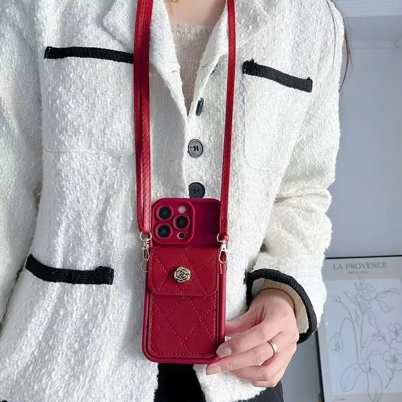 Sleek Crossbody Wallet Card Holder Phone Case with Lanyard