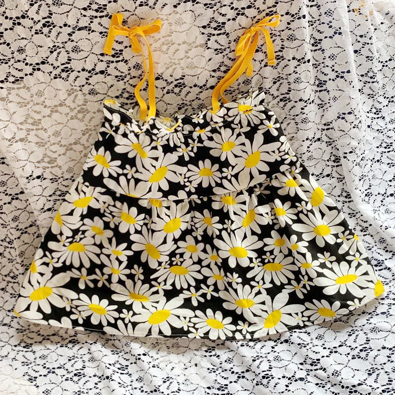 Summer Casual Girls Dress Children's Fashionable Flower Dress Babys Kids Suspender Cute Sleeveless Princess Girl Clothing