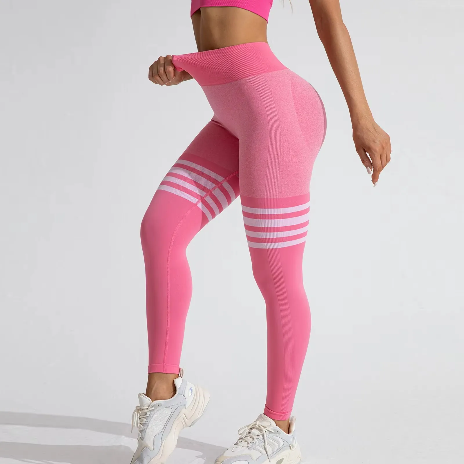 Women's V Back Line Leggings Butt Lifting Gym Fitness Athletic Workout Elastic Leggins Outdoor Yoga Pants Sports Training Tights
