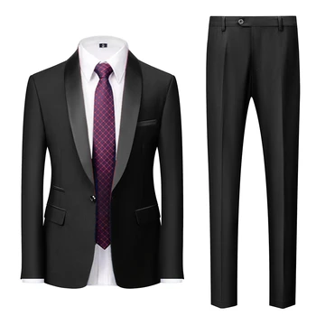 Men Mariage Color Block Collar Suits Jacket Trousers Waistcoat Male Business Casual Wedding Blazers Coat Vest Pants 3 Pieces Set 10