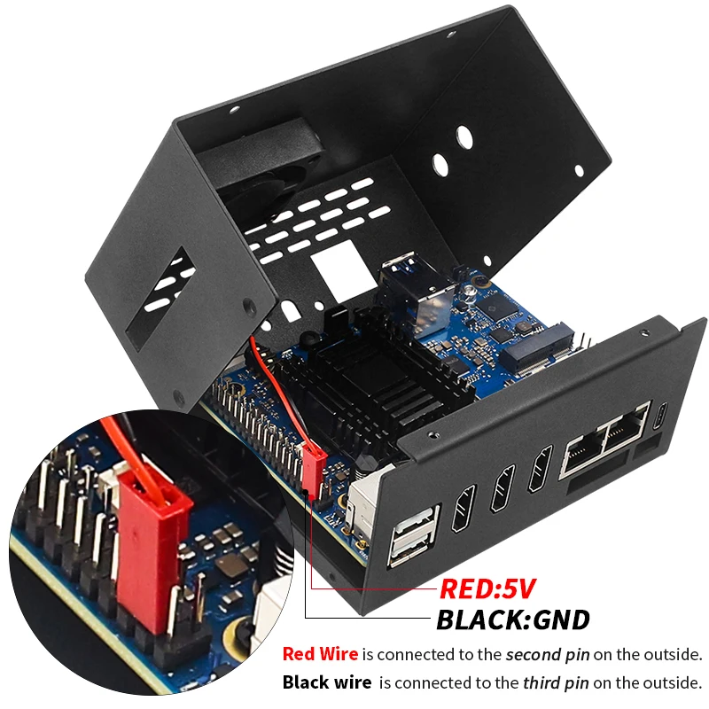 Orange Pi 5 Plus Metal Case with Fan Optional Antenna Aluminum Heatsinks eMMC Wi