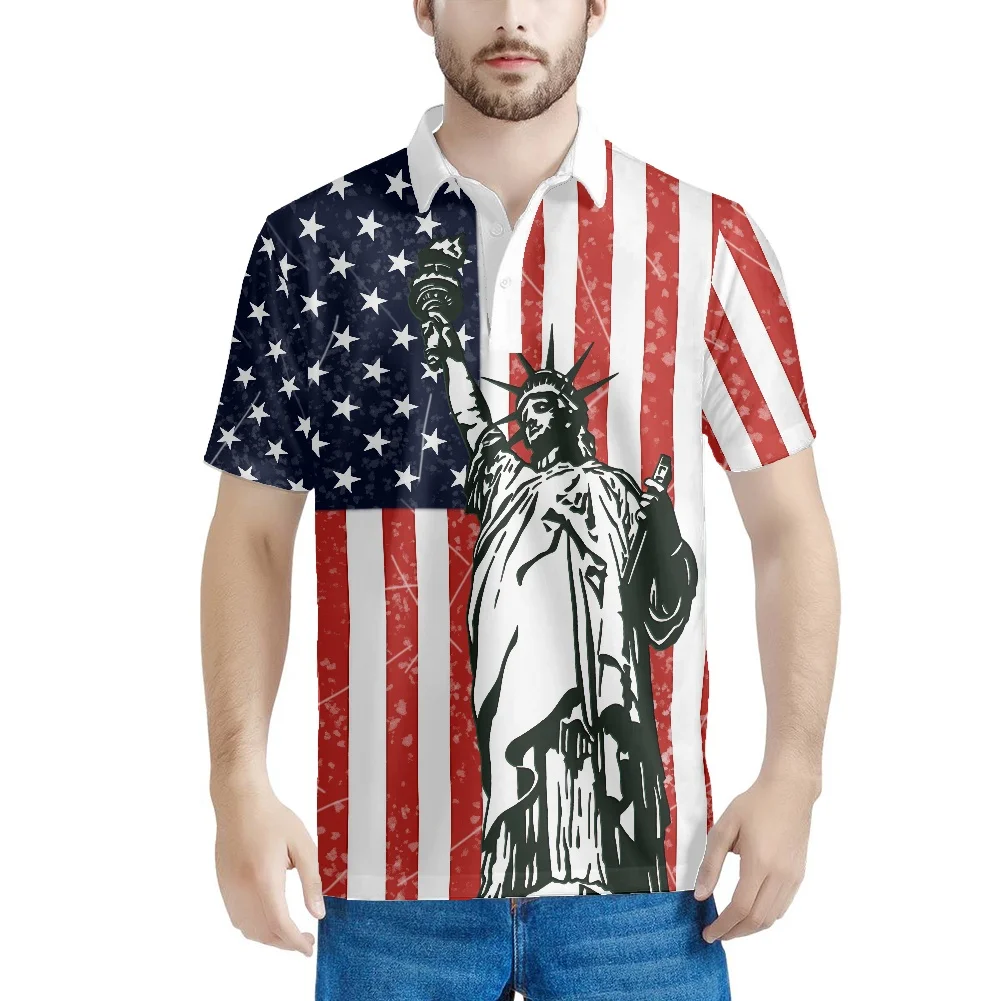 American Flag Statue Of Liberty Pattern Quickly Polo Shirt T-shirt High Quality Discount Price Camisetas Apparel Drop Shipping |