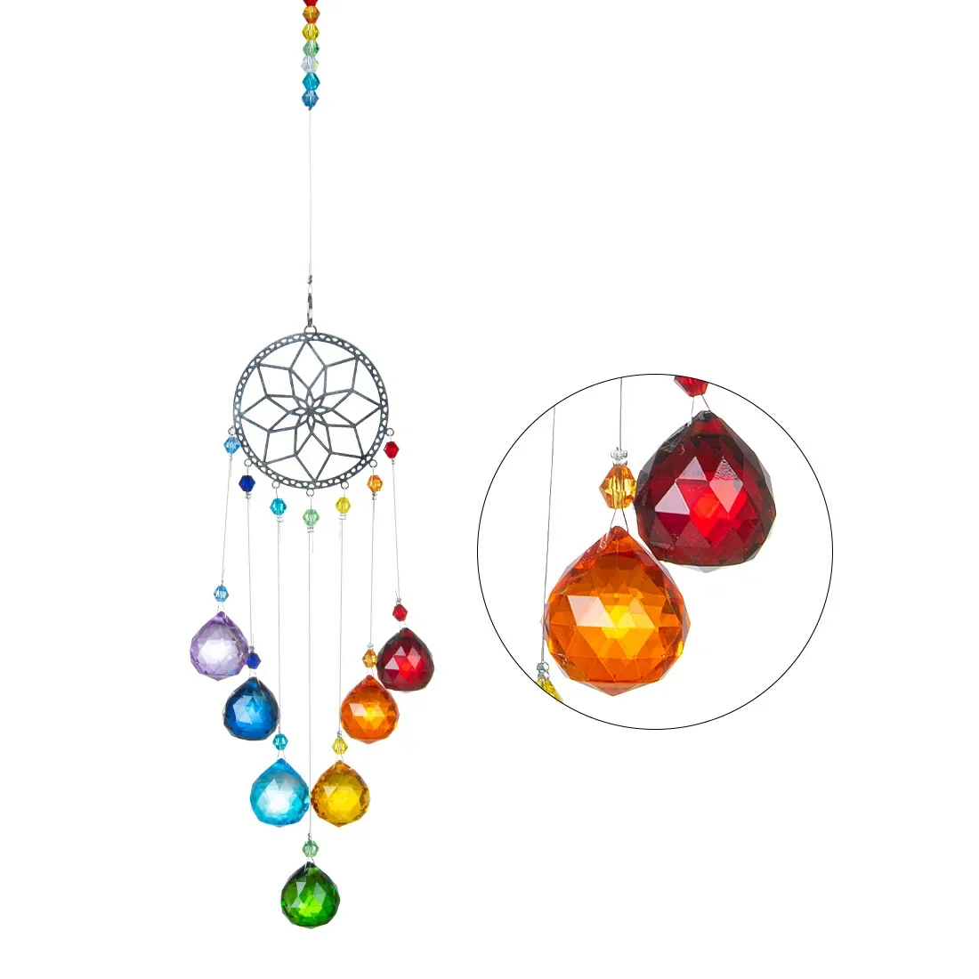 Hanging Crystal Lighting Ball Pendant DIY Tree Of Life Pendant Crystal Ball Sun Catcher Prism For Outdoor Home