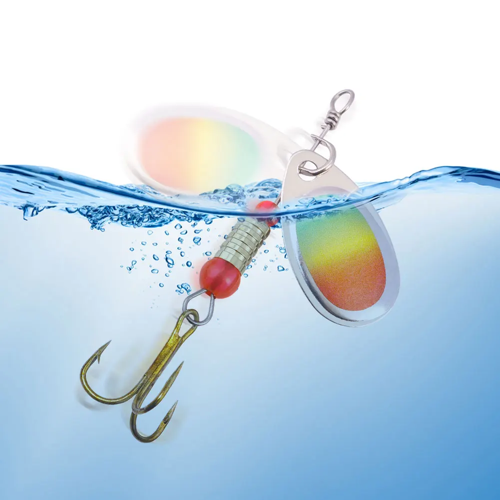 16Pcs Spoonbait Crankbaits with Treble Hooks Artificial Bait Rotating Spoon Kit for Bass Pike Trout Freshwater/Saltwater Fishing