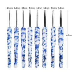 Enhanced Crochet Hook Set with Ergonomic Blue and White Porcelain Design (Crochet Hooks)