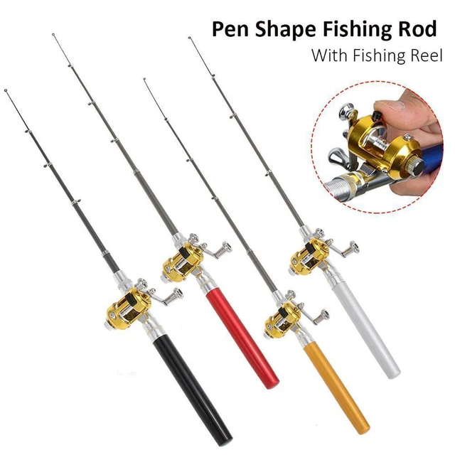 1 Set Telescopic Mini Portable Pocket Pen Fishing Rod Reel Aluminum Alloy  Baitcasting Drum Reel Ultralight Feeder Fish Pole - AliExpress