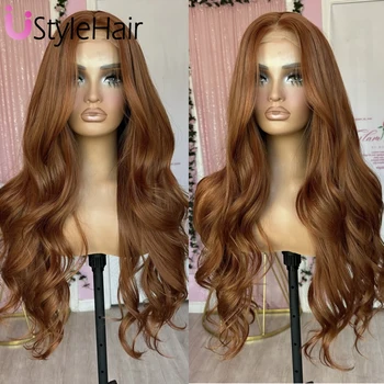 Ginger Orange Long Body Wave Wig 13x4 Lace Front Wigs for Women Heat Resistant Synthetic Hair Glueless Natural Hairline Wigs