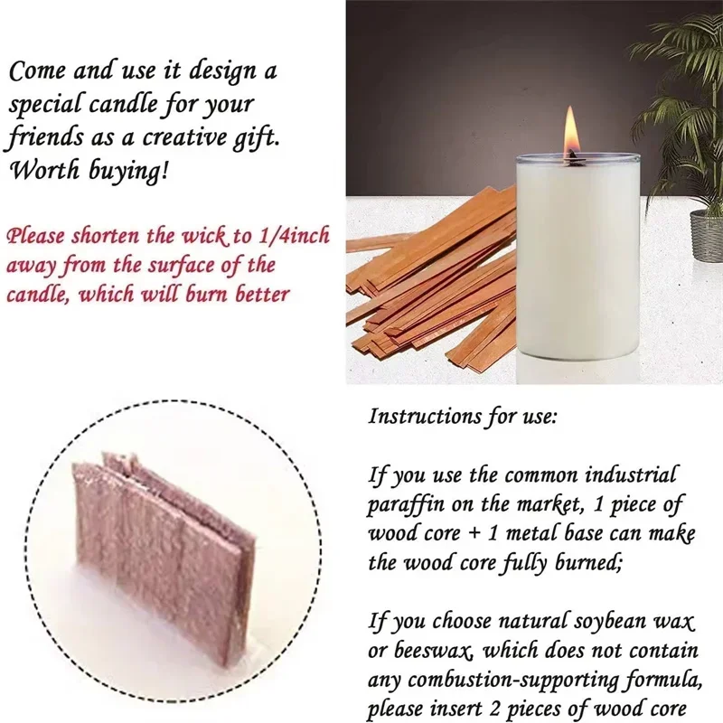 Wooden Wick for Scented Candles with Clip Closure