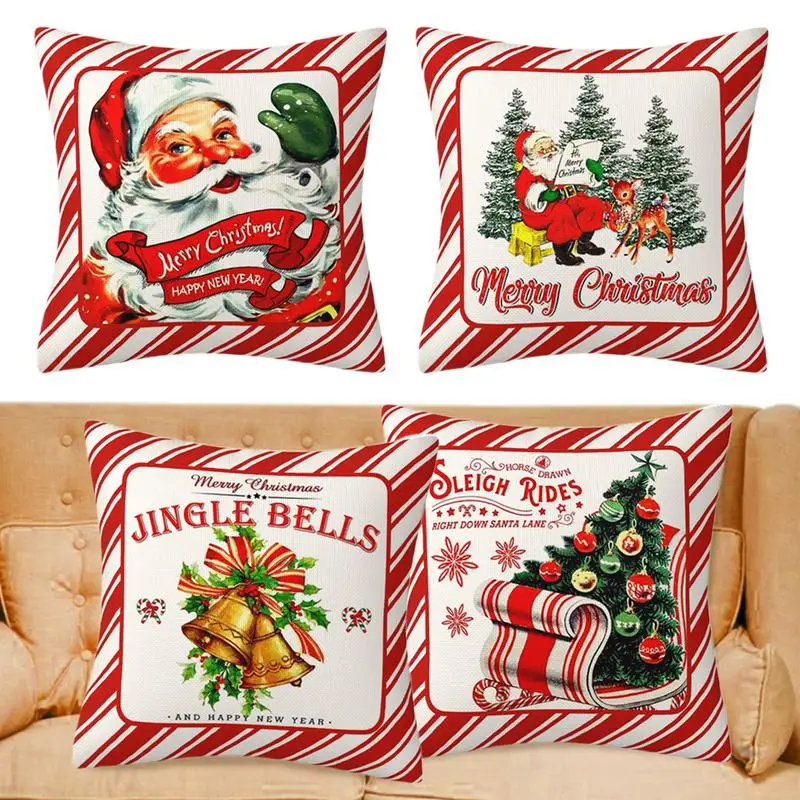 

Christmas Throw Pillow Covers Holiday Pillow Cover Christmas Tree Santa Bells Pillowcase Christmas Tree Santa Bells Skin Friendl