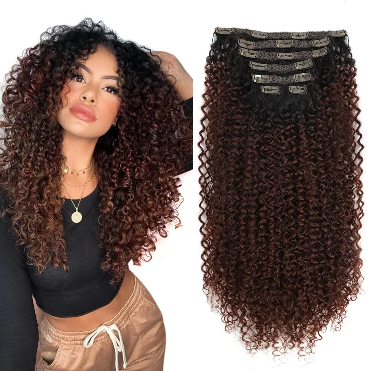 Synthetic Clip In Kinky Curly Hair Extension