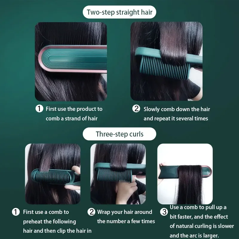 Constant Temperature Straightening Brush LCD Hair Comb Wet and Dry Hair Straightener Tourmaline Ceramic Quick Heating Curler 3