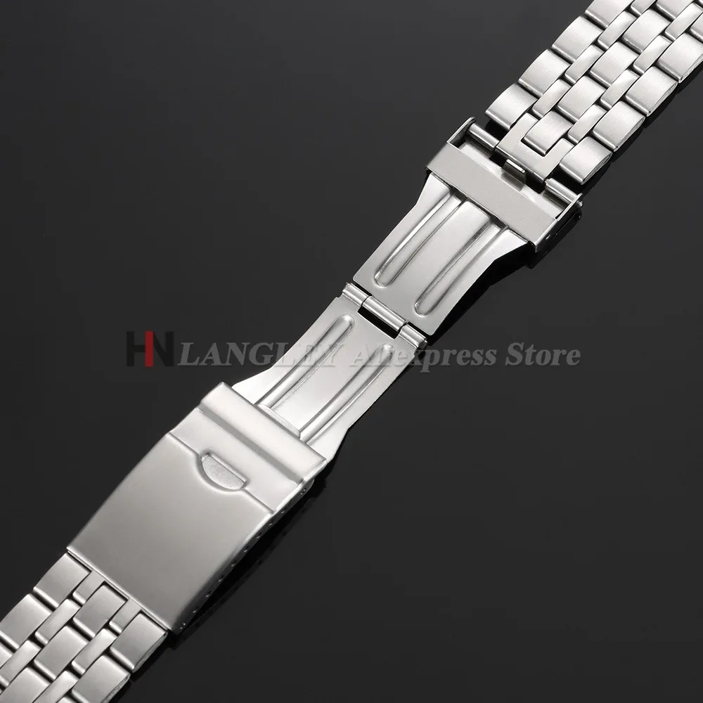 Men's Silver Stainless Steel Watch Strap with Folding Buckle