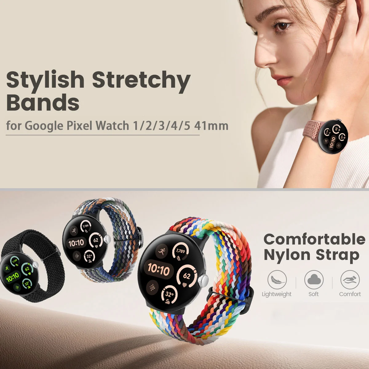 Premium Nylon Stretch Bands for Smartwatch - Universal Sport Straps for All Genders