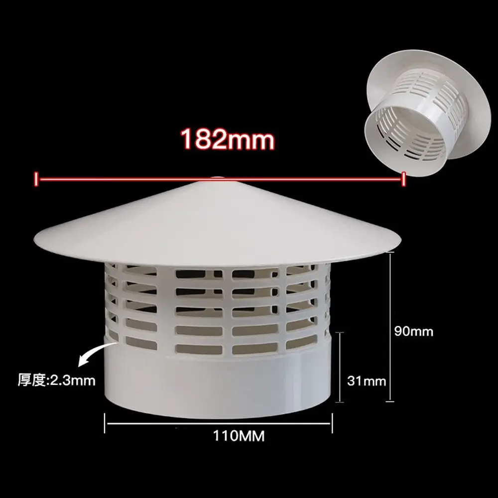 75-200mm tappo antipioggia ventilato utile cappa aspirante fumi in PVC condotto per tetto sfiato esterno a parete caminetti