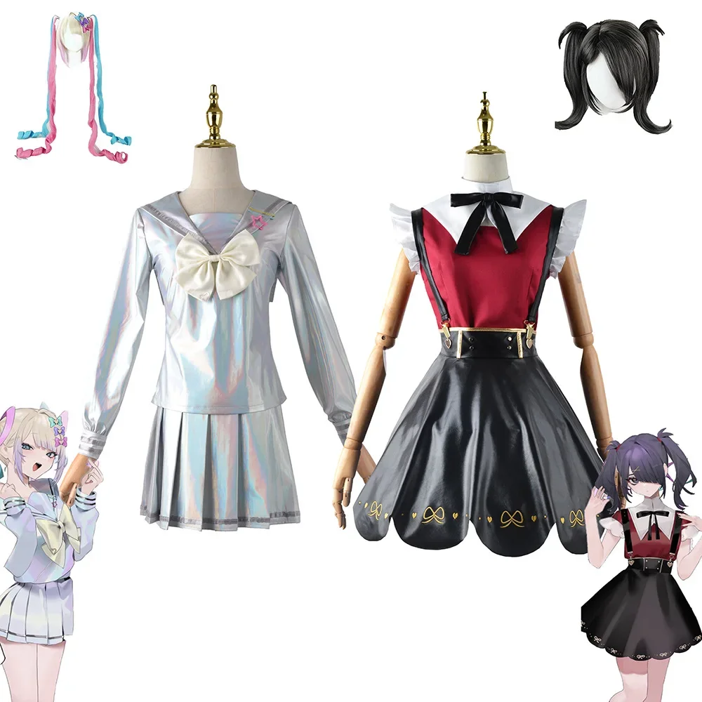 

Game Needy Girl Overdose Ame Rain Cosplay Costume Wig Woman JK Uniform Patent Leather Top Skirt Halloween Anime Party Outfit