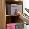Foldable Cotton Linen Fabric Storage Box Large Capacity Clothes Storage Basket Toys Organizer with Lid for Home Bedroom Closet 2