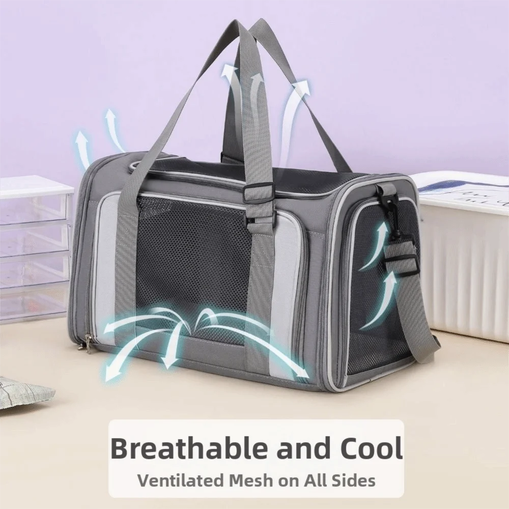 Dogs Outdoor Carrier Large Capacity Pet Carrying Bag Foldable Side Ventilated Pet Travel Bag Breathable Pet Shoulder Bag Travel