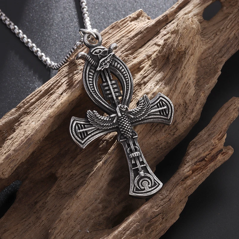 Collana Con Ciondolo Corvo Croce Ankh Vintage Uomo Donna Occhio Di Horus Regalo Di Gioielli Amuleto