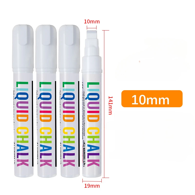 흰색 액체 분필 세트 화이트보드 마커 펜, 광고 LED 라이트 보드, 수성 지우개 마커, 0.7mm, 6mm, 15mm 펜촉, 4 개