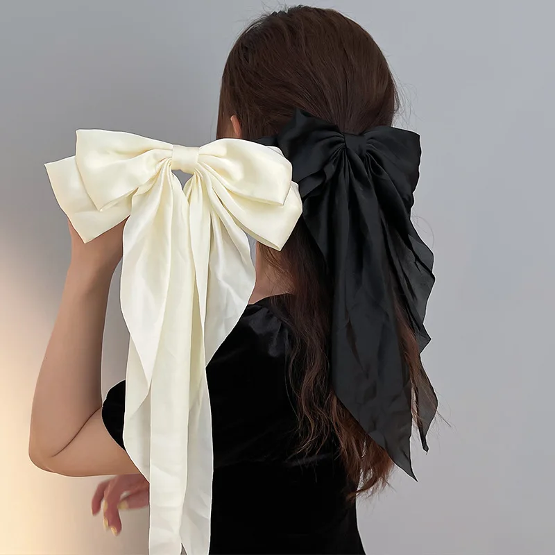 Bow Ribbon Hair Clip For Women Bowknot Barrettes Girls Solid Stain