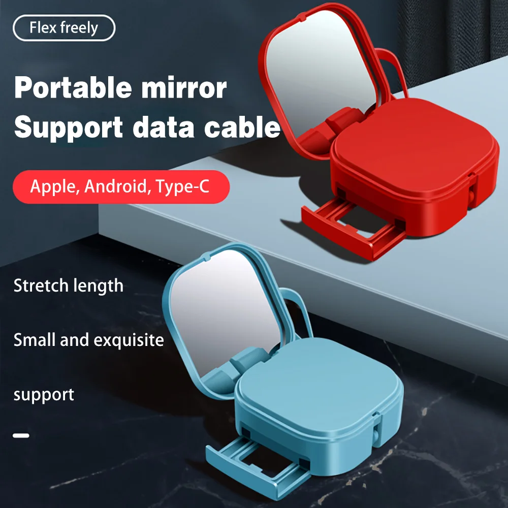 

Многозарядный кабель 3 А, 1 м, 3 в 1, Выдвижной USB-кабель для передачи данных с держателем для телефона для косметических зеркал для макияжа