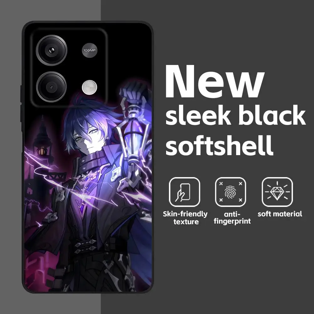 Genshin Impact Flins Soft Black Phone Case