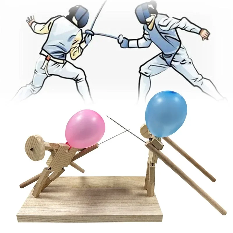 BalloonBambooManBattleWoodenFighterwithInflatableHeadFastPacedBalloonFightWooden