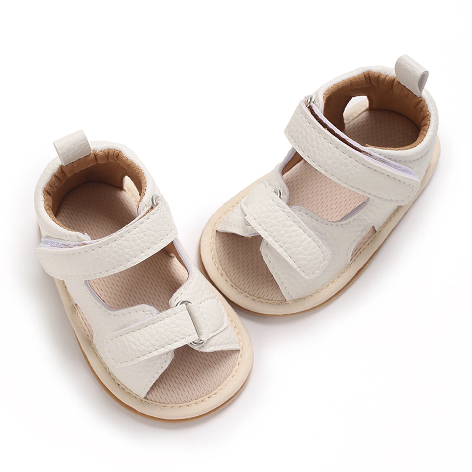 Baby Boys Girls Summer Sandals Solid Color PU Leather Breathable Non Slip Flat Shoes Fashion Unisex Toddlers Soft Sole Shoes